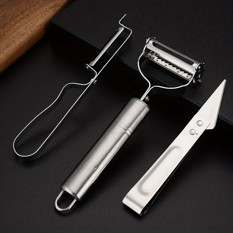 Silver Stainless Steel Multi-function Vegetable Peelers (3 Pcs