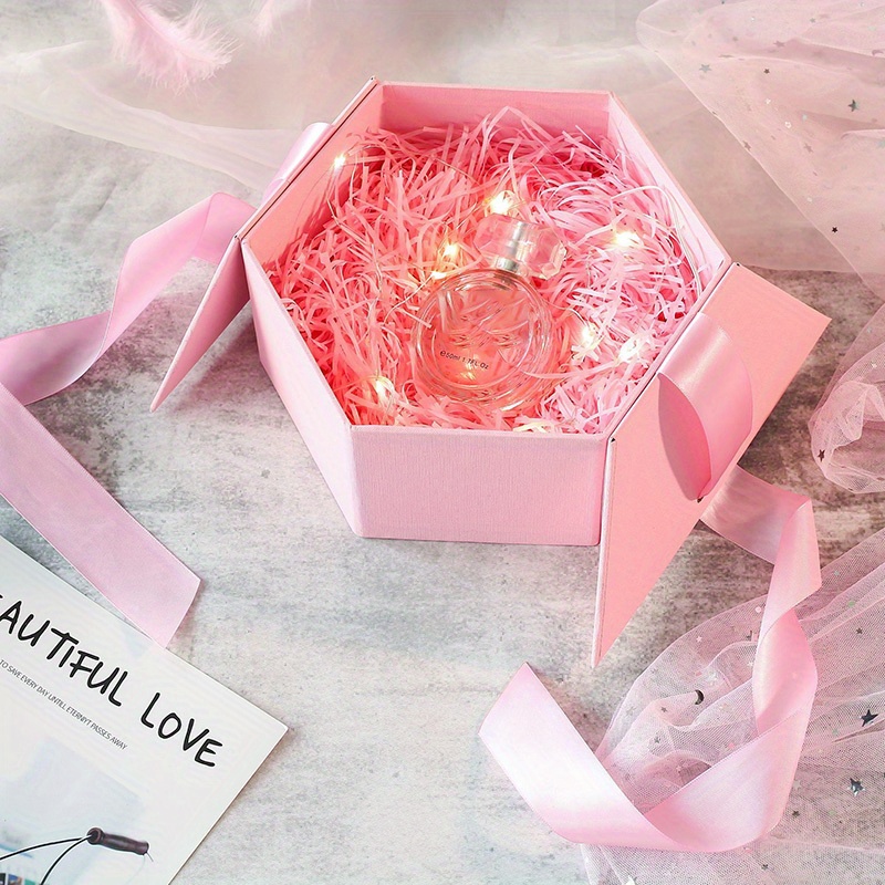 Relleno de papel triturado, exquisitos colores brillantes, relleno de rafia  inodoro, relleno de embalaje de regalo para decoración de cajas de regalo,  rosa claro, 30g