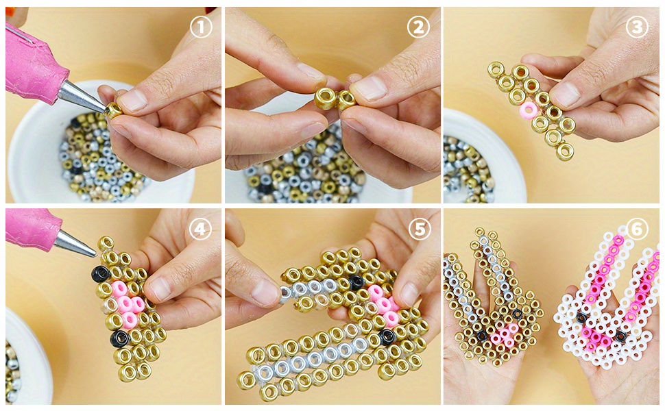 MIIIM 1000PCS 6x9mm Pony Beads Bulk, 5 Styles Pink Pony Beads for Bracelets  Making Kit, Kandi Beads, Hair Beads for Braids, Craft Beads for Jewelry