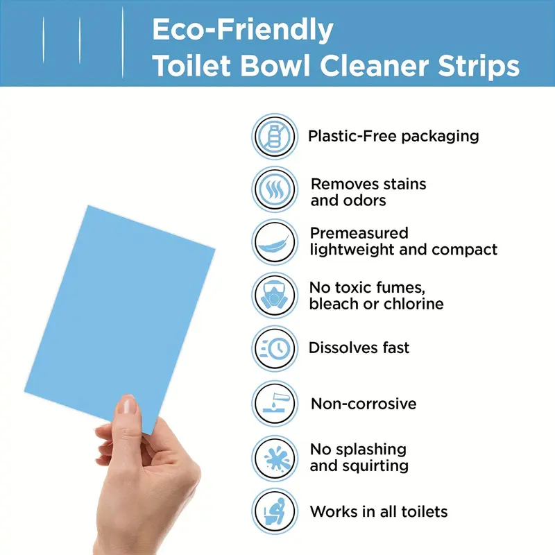 toilet bowl cleaner strips 60 count water soluble tablet cleansers toilet bowl cleaning strips biodegradable cleaning stips efficiently remove stains odors non toxic plastic free packaging details 2