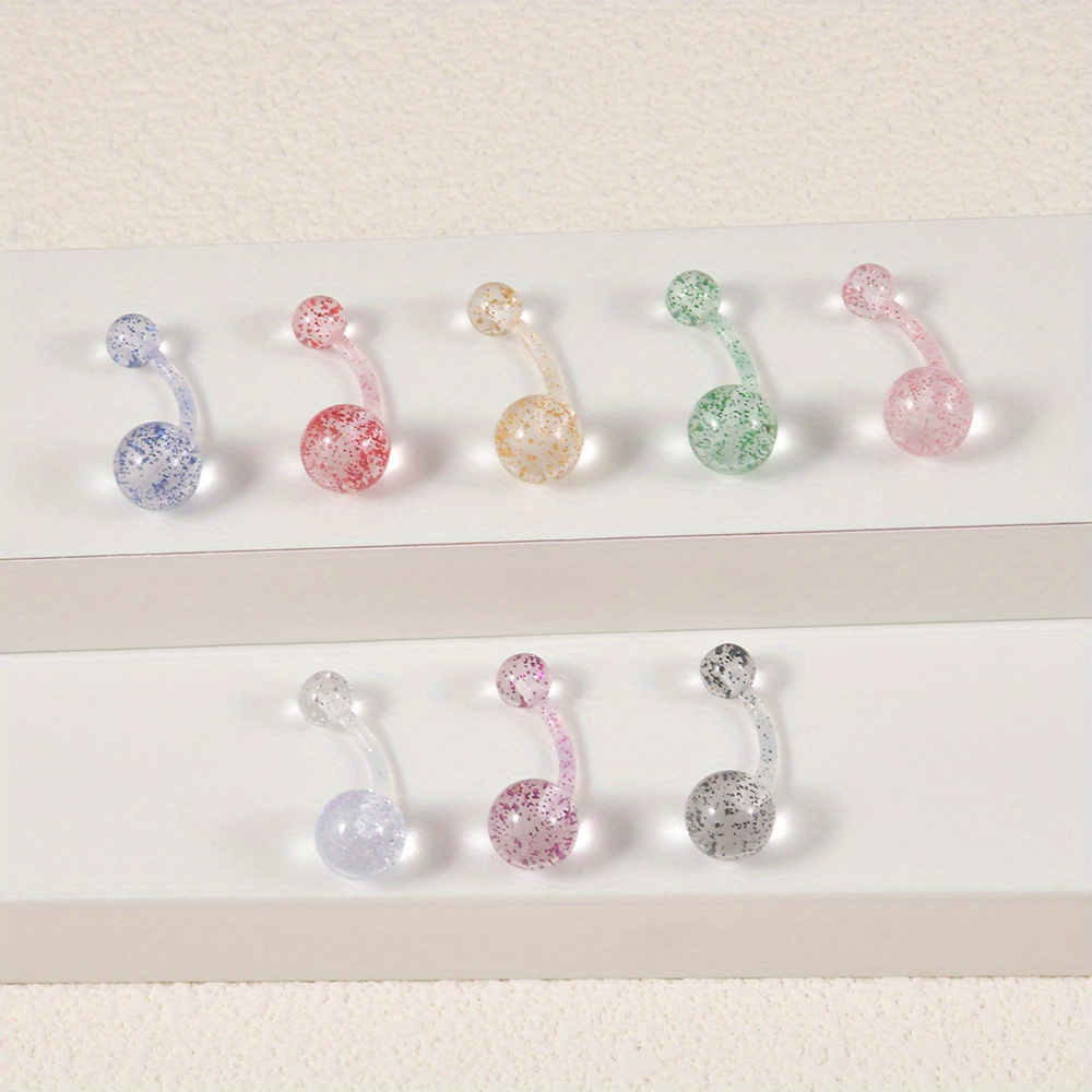 Acrylic Plastic Ball Belly Button Rings Set Candy Color Temu