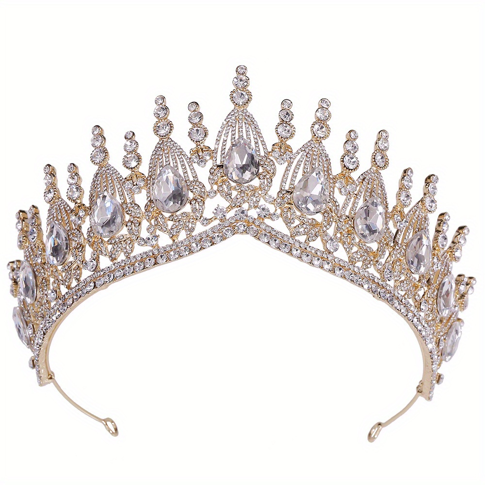 Baroque Style Rhinestone Crown Shiny Princess Bridal Tiara - Temu