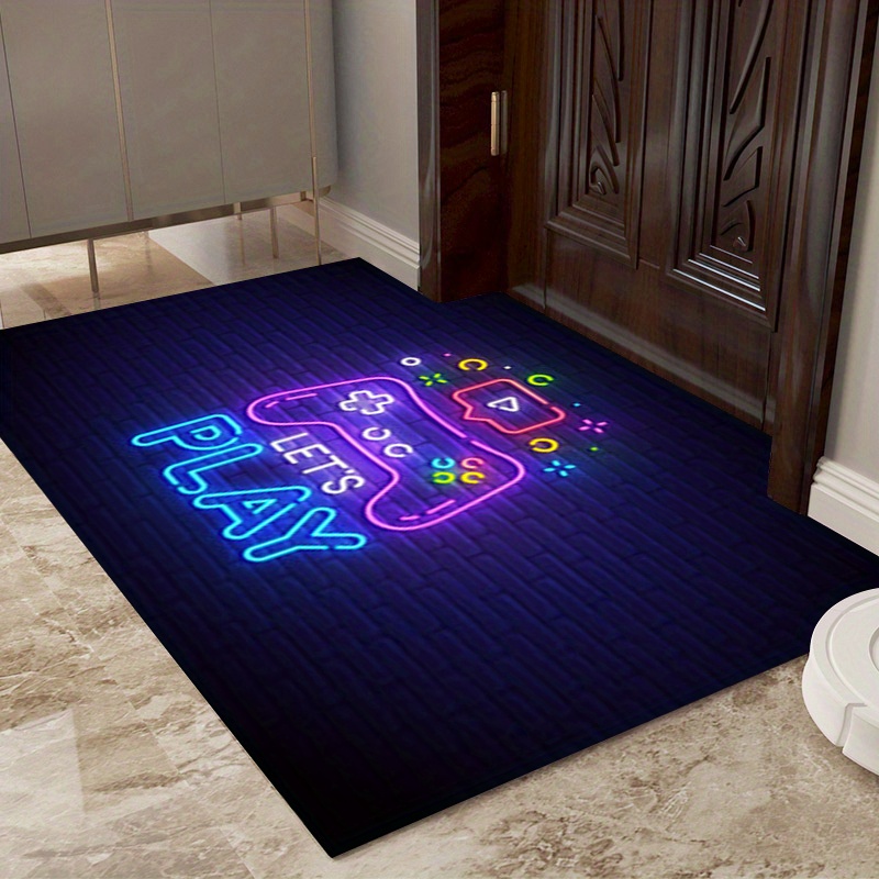 Large Neon Video Game Floor Mat Gamer Carpet For Living Room