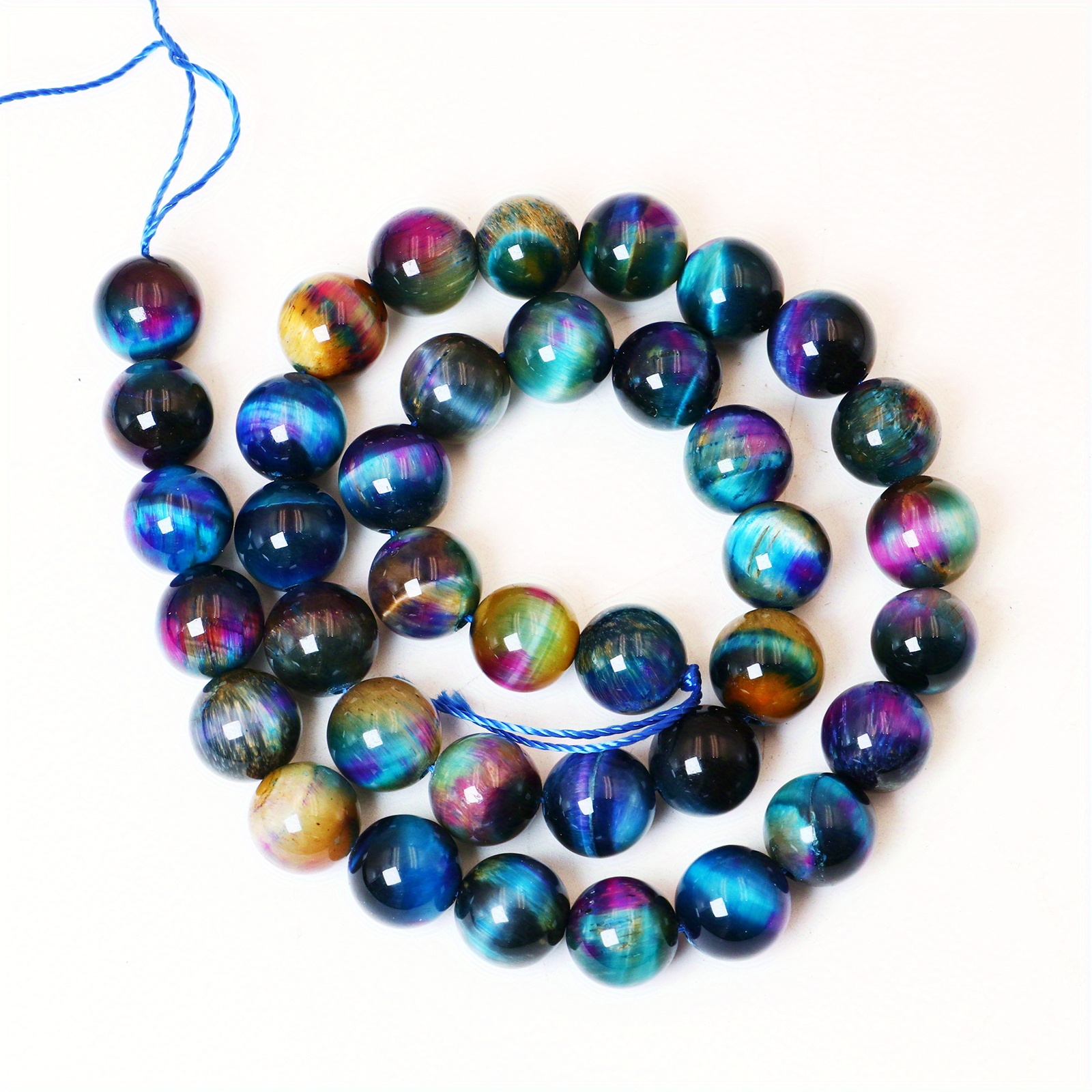 Natural Gorgeous Round Galaxy Tiger Eye Stone Beads For - Temu