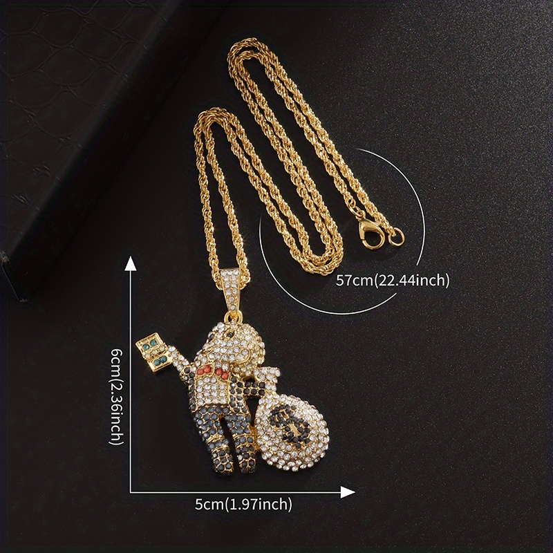 Mens Fast Money Pendant Necklace Hip Hop Rock Iced Out Bling With