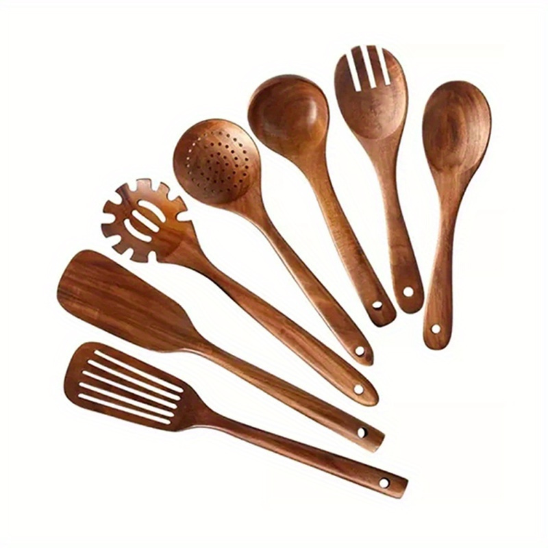 Spatules en Bois - Lot de 4 Ustensiles de Cuisine Bois Anti