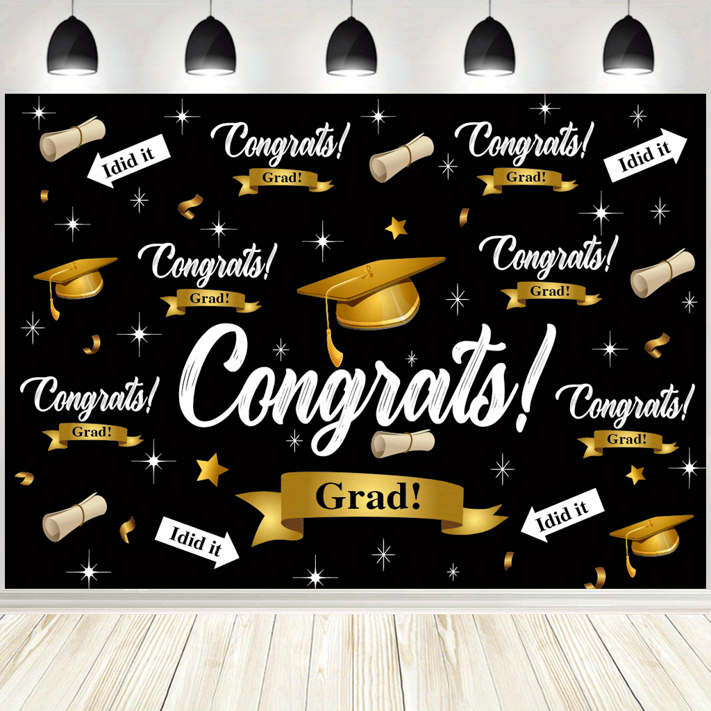 Graduation Decorations Class of 2024 Orange and Black Graduation Decorations Congrats Grad Banner Backdrop Graduation Photo Booth Props College