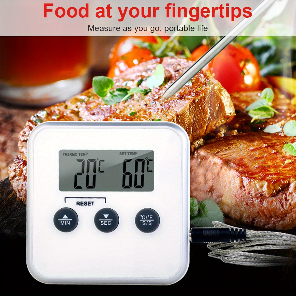 Digital Food Thermometer, Portable Digital Barbecue Meat Thermometer For  Oven Thermomet With Timer Meat Probe, Cooking Kitchen Thermometer For Meat,  Kitchen Tools, Kitchen Accessaries, Back To School Supplies, Christmas  Halloween Party Supplies 