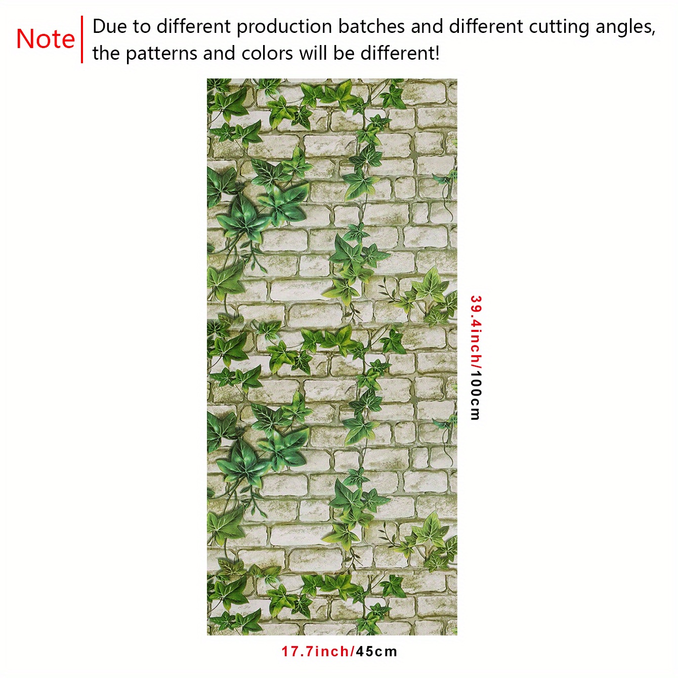 Image of 1pc Green Plant Stone Wallpaper - Self-adhesive Removable Waterproof Wallpaper With Green Foliage Design, Durable Pvc Material, Easy To Apply For Kitchen, Bathroom, Living Room, Wallpaper For Walls