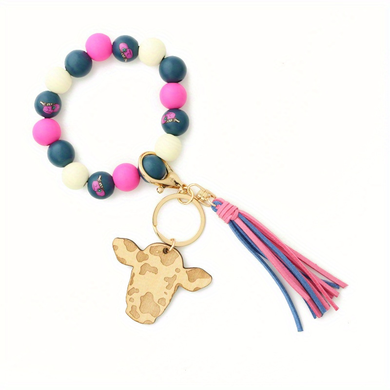 Llaveros de tela, pulsera de llavero, llaveros, llaveros kawaii con  encanto, estampado de vaca rosa, huevo frito, ositos de goma, botellas de  leche -  España