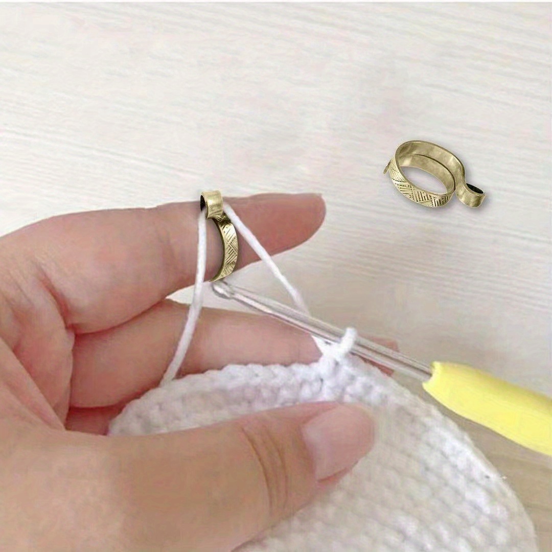 Wovilon Crochet Finger Ring Adjust Crochet Tension Ring Open Yarn Guide  Finger Clip Crochet Thimble Home Tool Kit Tools & Home Improvement