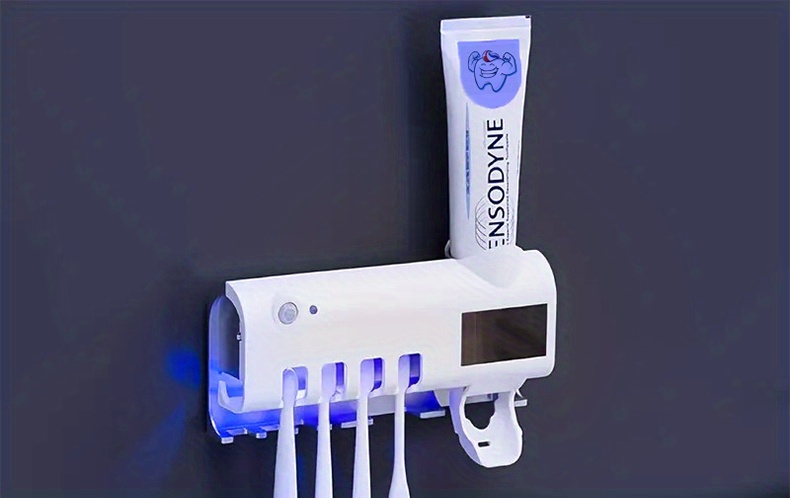 Esterilizador de cepillo de dientes ultravioleta 3 en 1, soporte automático  para cepillo de dientes, exprimidores de pasta de dientes, dispensador
