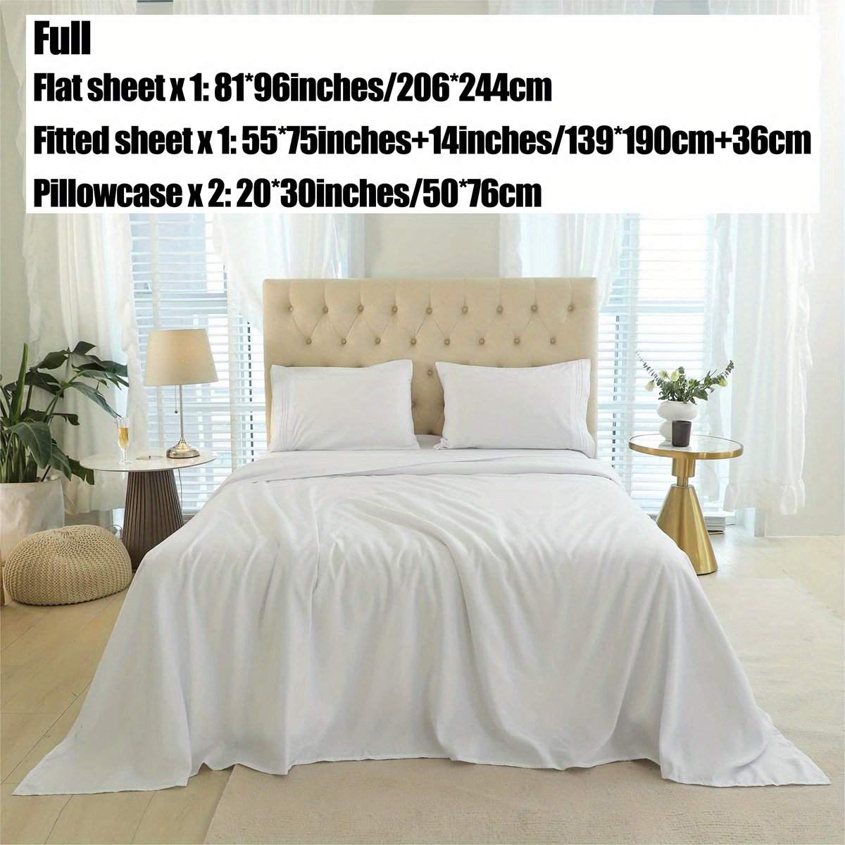 TEMU 3/4pcs 90gsm Chemical Fiber Plain Bed Sheet Set Four-piece Set, 2 Pillowcases, 1 Bed Sheet, 1 Bed Sheet Bedroom Home Colors For All-match