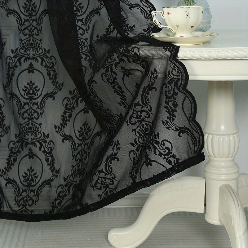 1pc elegant black lace curtain for home decor rod pocket window treatment for bedroom office   room and study enhance   style   details 6