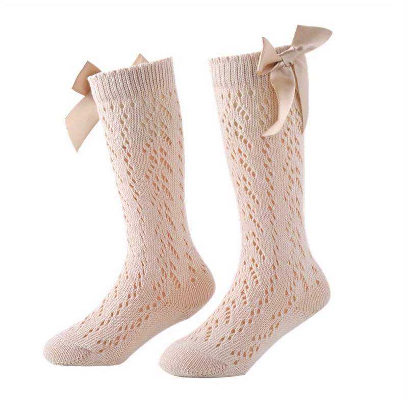 Girls Knit Bow Socks High Socks Autumn Spring Accessories