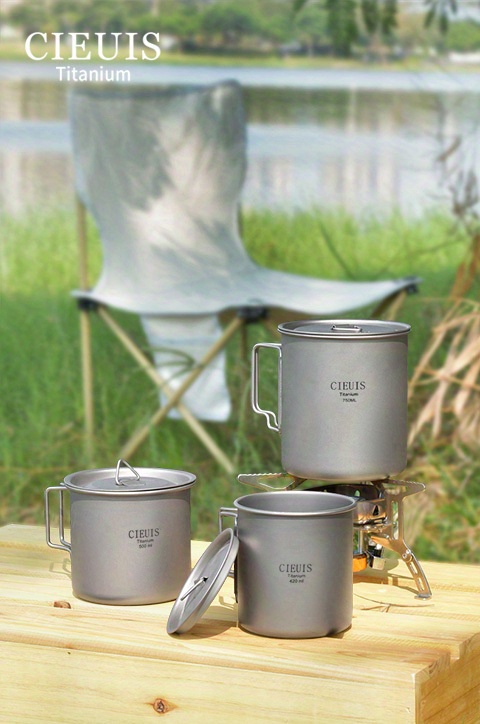 Exploration Gadget Titanium Camping Coffee Maker Use As French Press, Coffee Pot, Titanium Cup, Tea Pot, Camping Cookware
