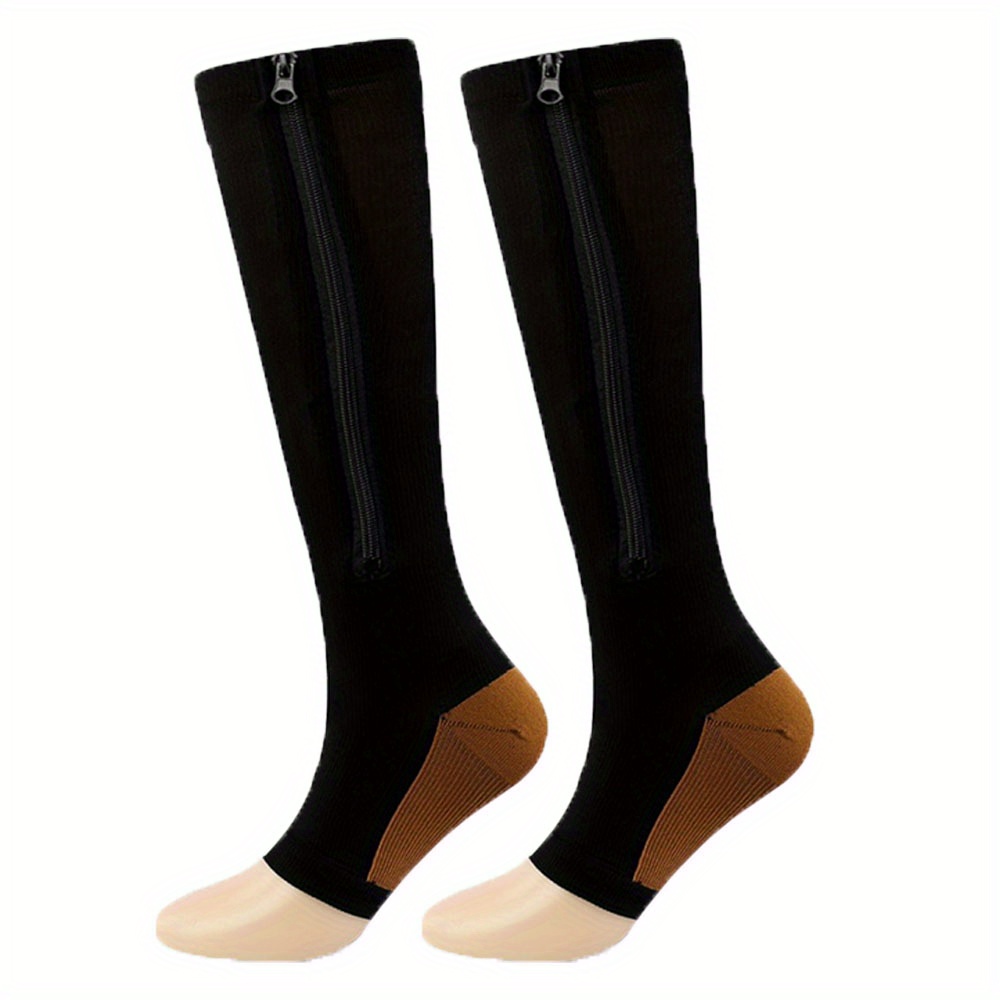 Knee high Compression Socks Zipper: Support Legs Keep Toes - Temu