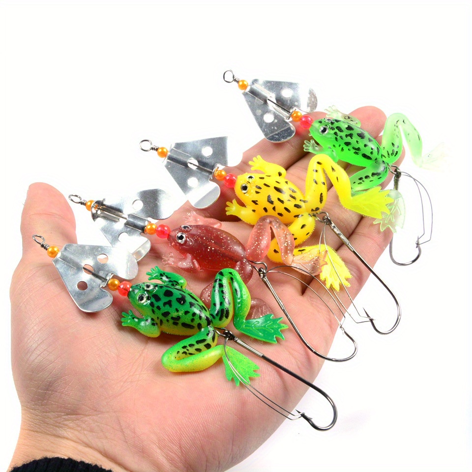 4pcs Fake Bait Simulated Frog Lure Glide Bait Sinking Fish Hooks Trout  Portable Fishing Lures Fishing Supplies Soft Frog Lure Jitterbug Lure Crank