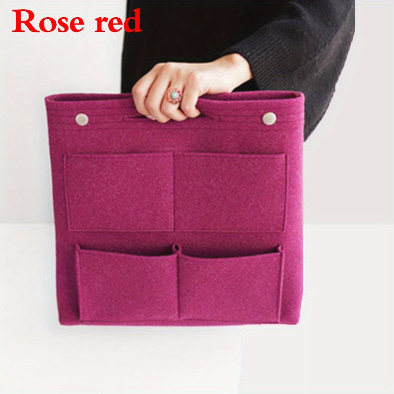 Portable Insert Bag Large Capacity Handle Storage Felt Cosmetic Bag