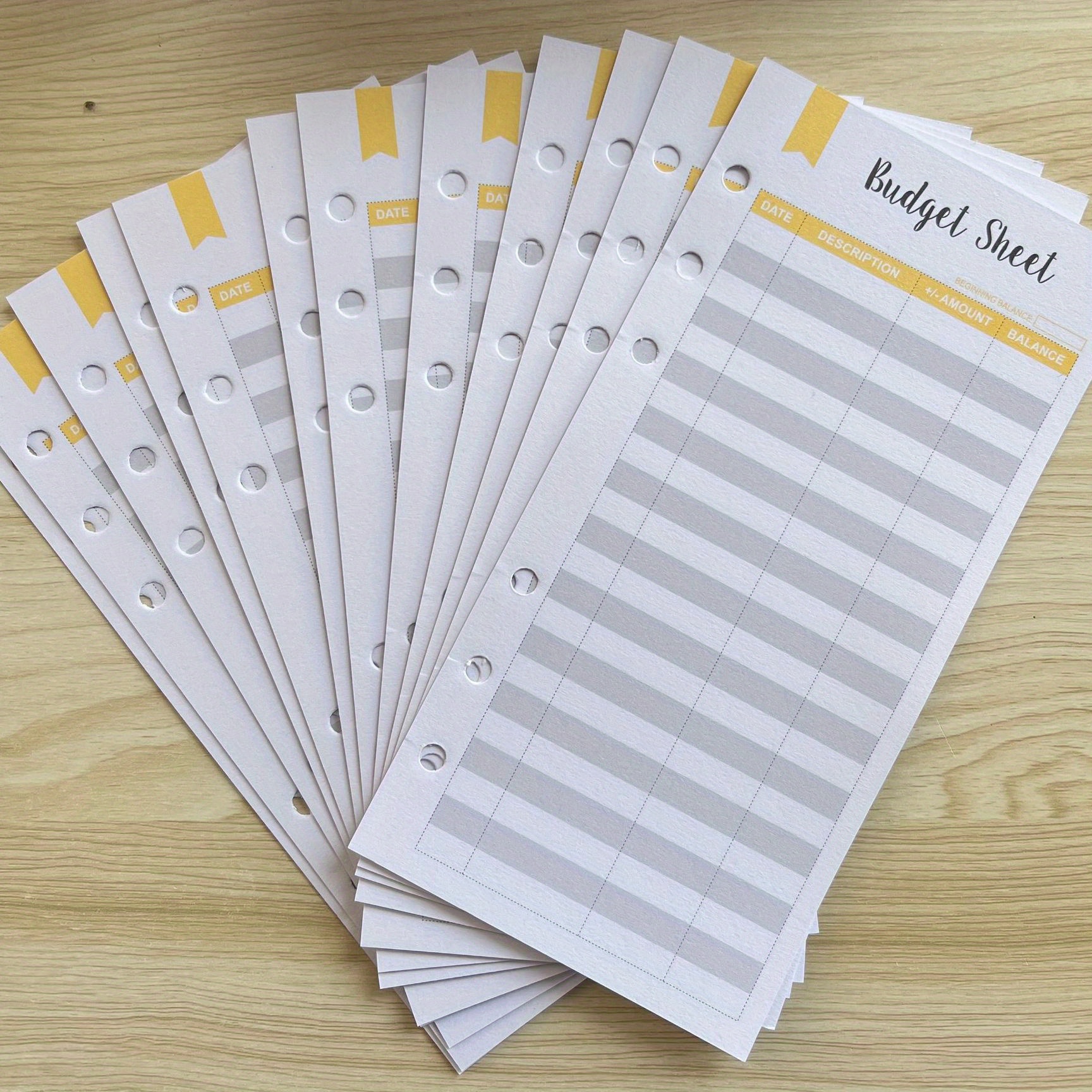 12pcs 6 Hole Budget Envelope Cash Card Set A6 Loose Leaf Replacement Core