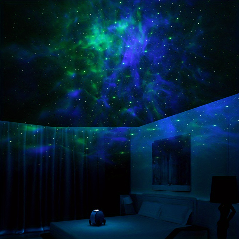 1pc ceiling galaxy lighting stars projector nebula clouds multi color rgb changeable lamp for room home theater bedroom night light or mood ambiance green stars 5v usb powered details 3
