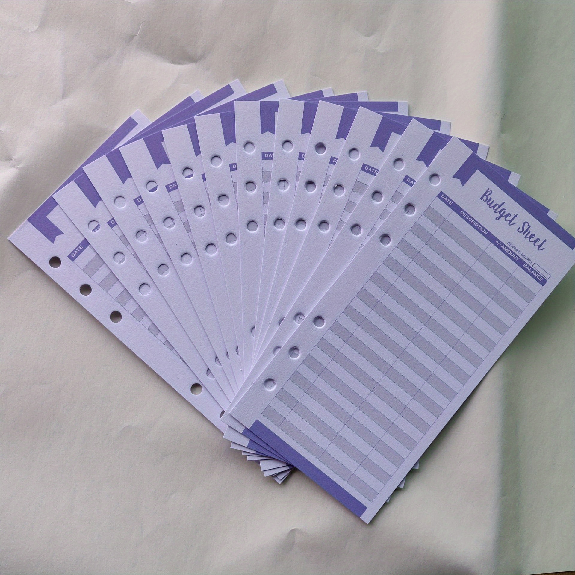 12pcs 6 Hole Budget Envelope Cash Card Set A6 Loose Leaf Replacement Core