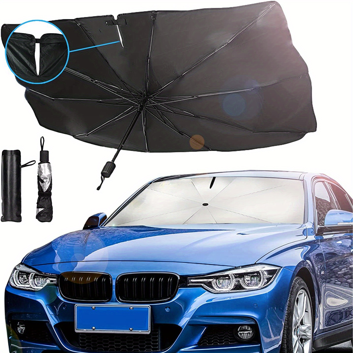

Umbrella Windshield Sun Shade For Car Blocks Uv Rays Foldable Sun Visor For Automotive Interior Protection Front Car Window Shades Car Accessories