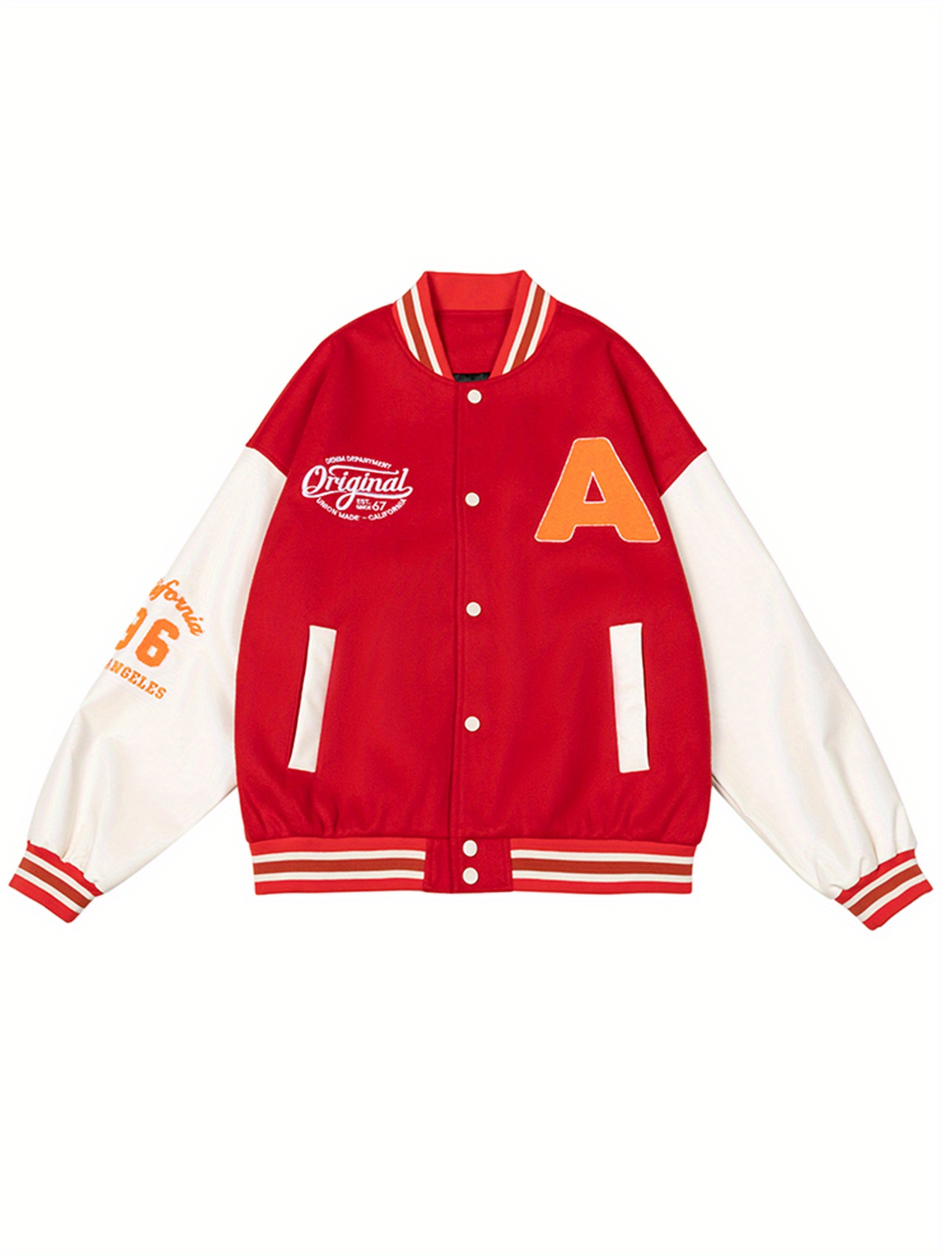 Plus Size Men's College Varsity Jacket Embroidered Letter - Temu