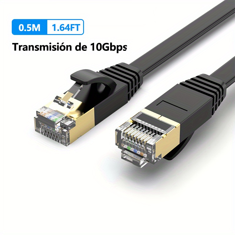 Cable Red Ethernet Cat 7 Alta Velocidad Plano Blindado - Temu