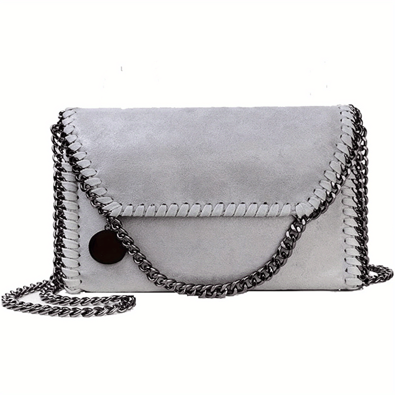 Embroidery Detail Flap Square Bag, Stylish Chain Decor Crossbody Purse With  Bag Charm - Temu