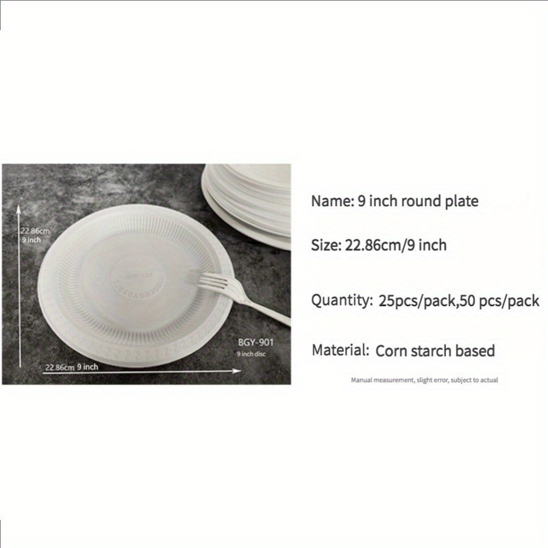 Disposable Plates, Biodegradable Corn Starch Material, Party And Restaurant  Supplies, Fruit Plates, Salad Plates - Temu