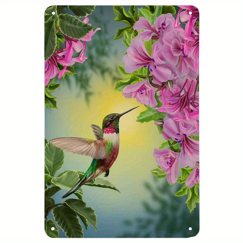 1pc Hummingbird Flower Metal Tin Sign You Are At Peace Retro Vintage ...