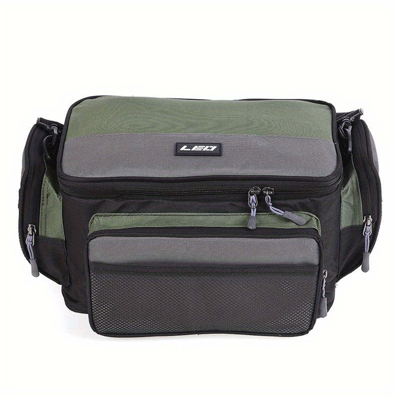 TEMU Versatile Large Capacity Fishing Tackle Bag - Durable Oxford Cloth, Ideal For Sea & Freshwater Angling (tackle Box Not Included), Display Purposes Only