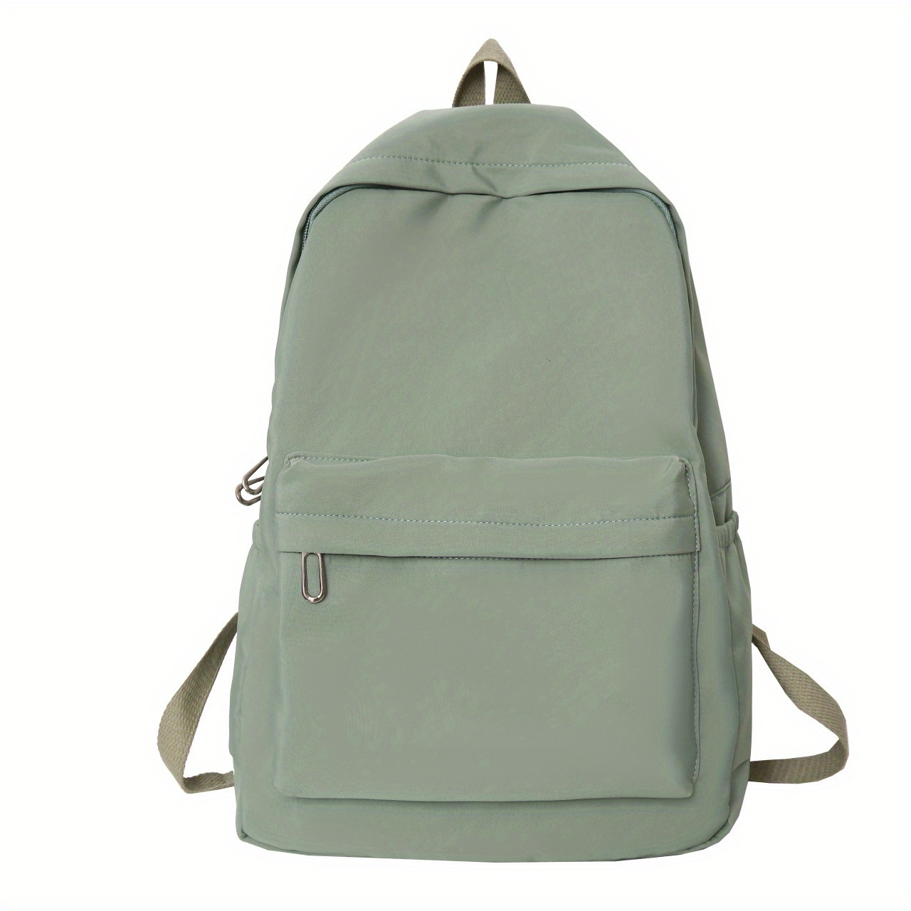 Preppy Style Plain Canvas Backpacks for Women in Khaki Gray Green