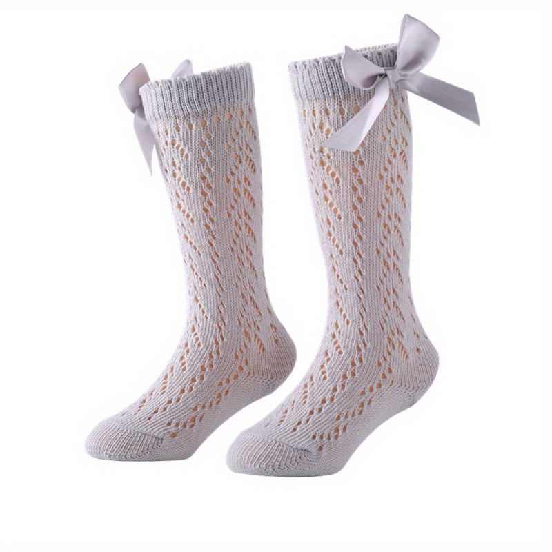Girls Knit Bow Socks High Socks Autumn Spring Accessories