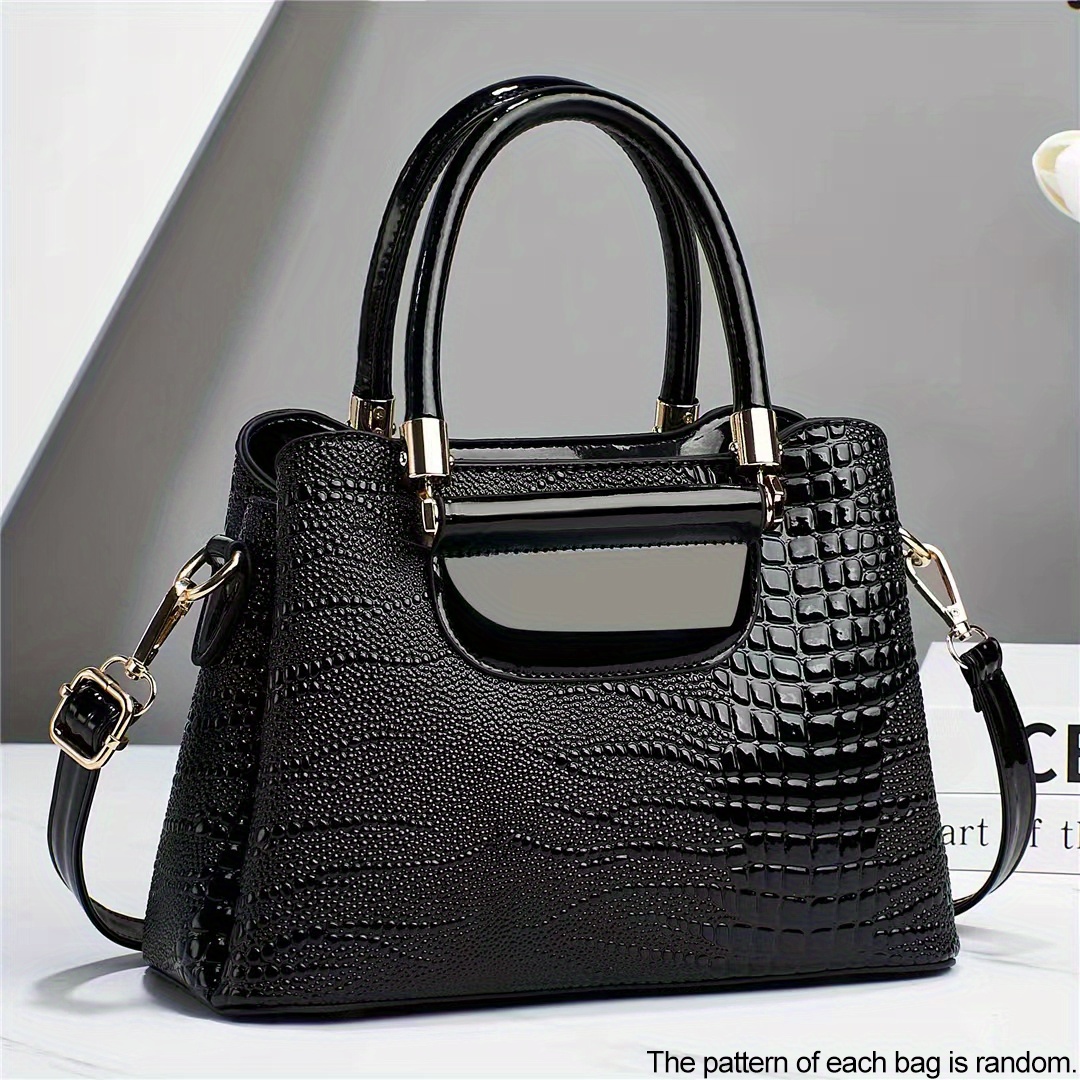Luxury Handbags Alligator Designer PU Patent Leather Crossbody Bag