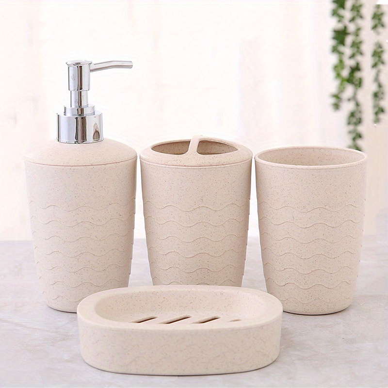 4pz Set Accessori Bagno Semplice Include Dispenser Lozione - Temu Italy