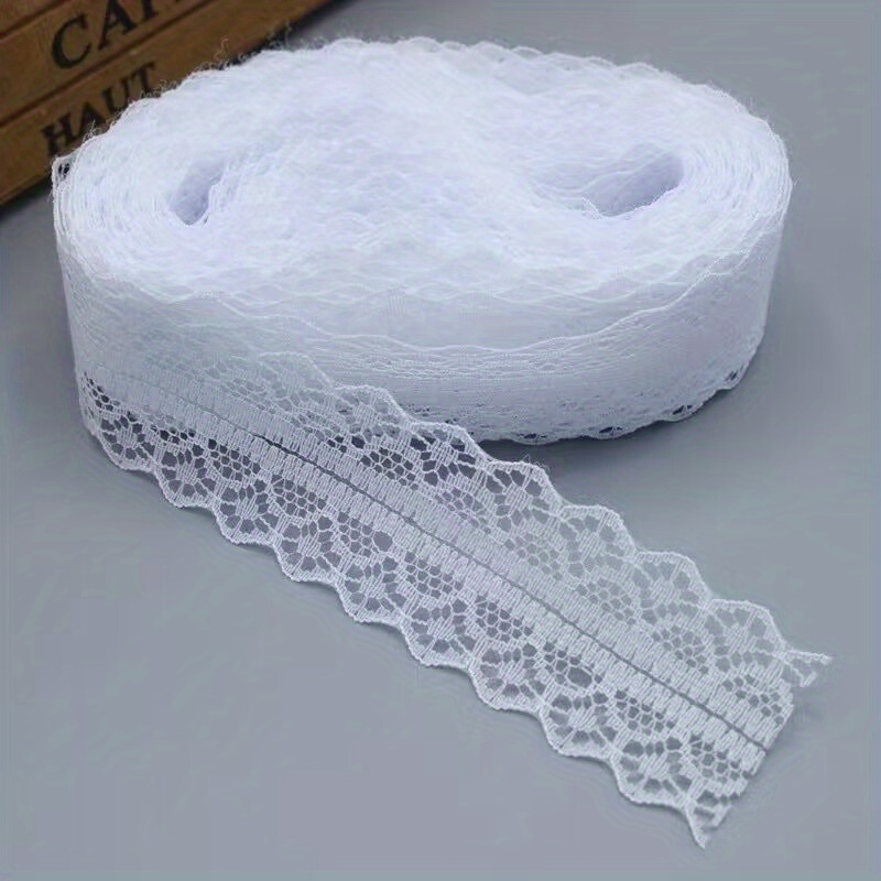 Ruban Dentelle Blanche Hydrosoluble 5 Yards (4,5 M) – Largeur 1 Cm, Pour Couture, Scrapbooking, Décoration Vêtements