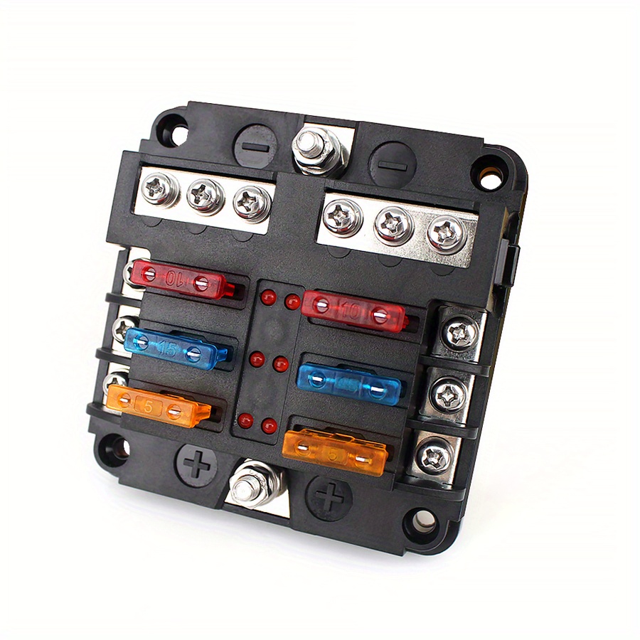 PSEQT - Caja porta fusibles para 6 & 12 fusibles, con bus negativo ATC/ATO,  impermeable, panel de circuito estándar para barco, yate, vehículo, auto