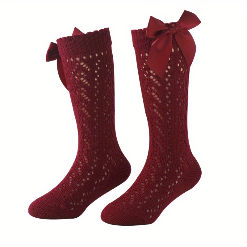 Girls Knit Bow Socks High Socks Autumn Spring Accessories