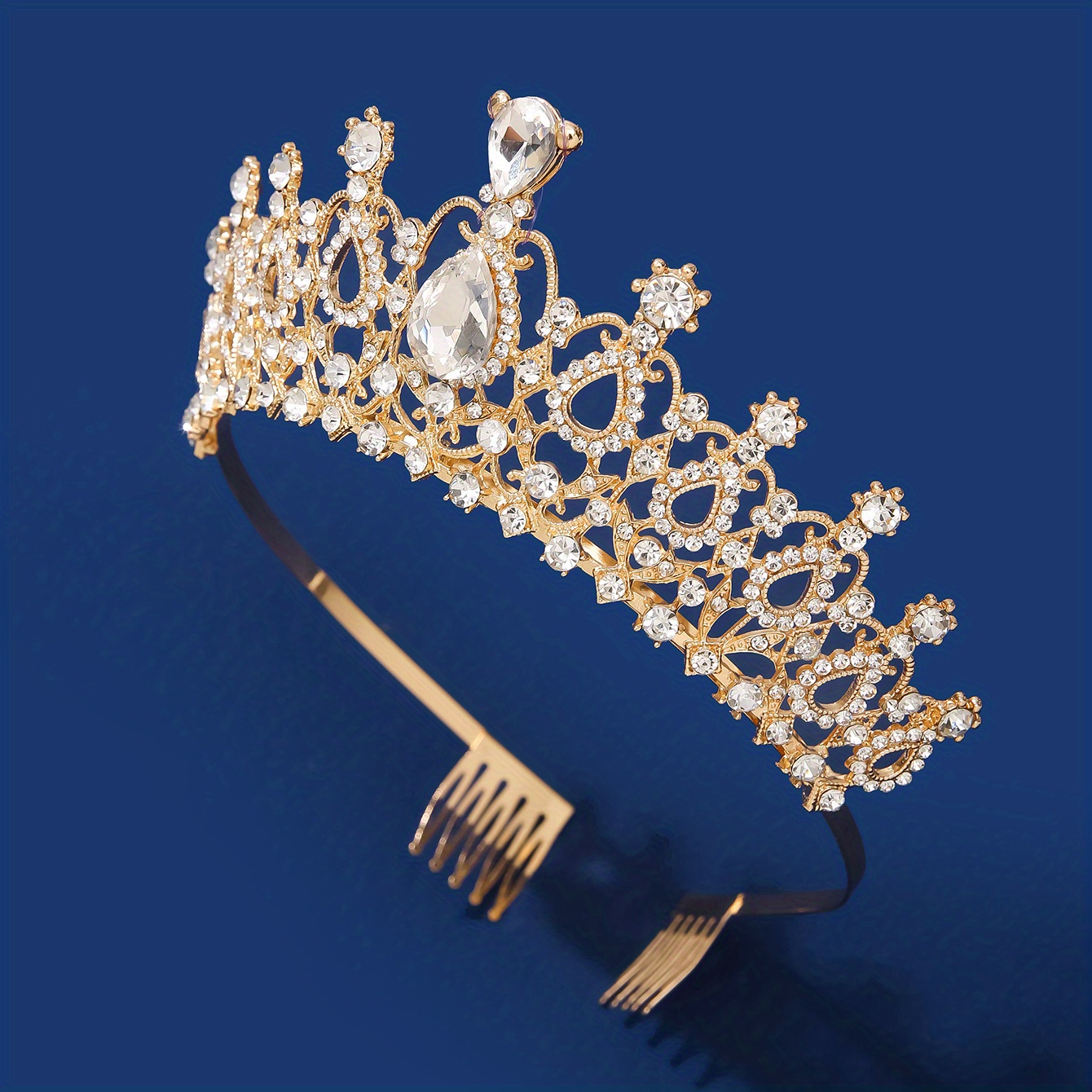 1pc Glamorous Silvery Crystal Bridal Tiara Crown Headband Women Bride