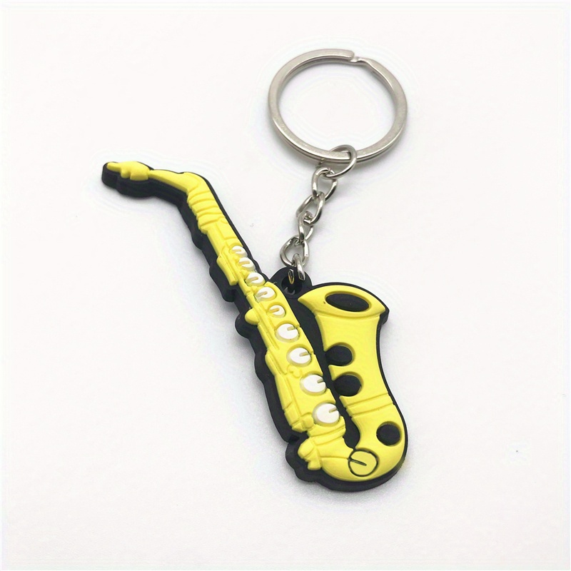 PVC Simulation Guitar Model Key Ring - Musical Instrument Keychain