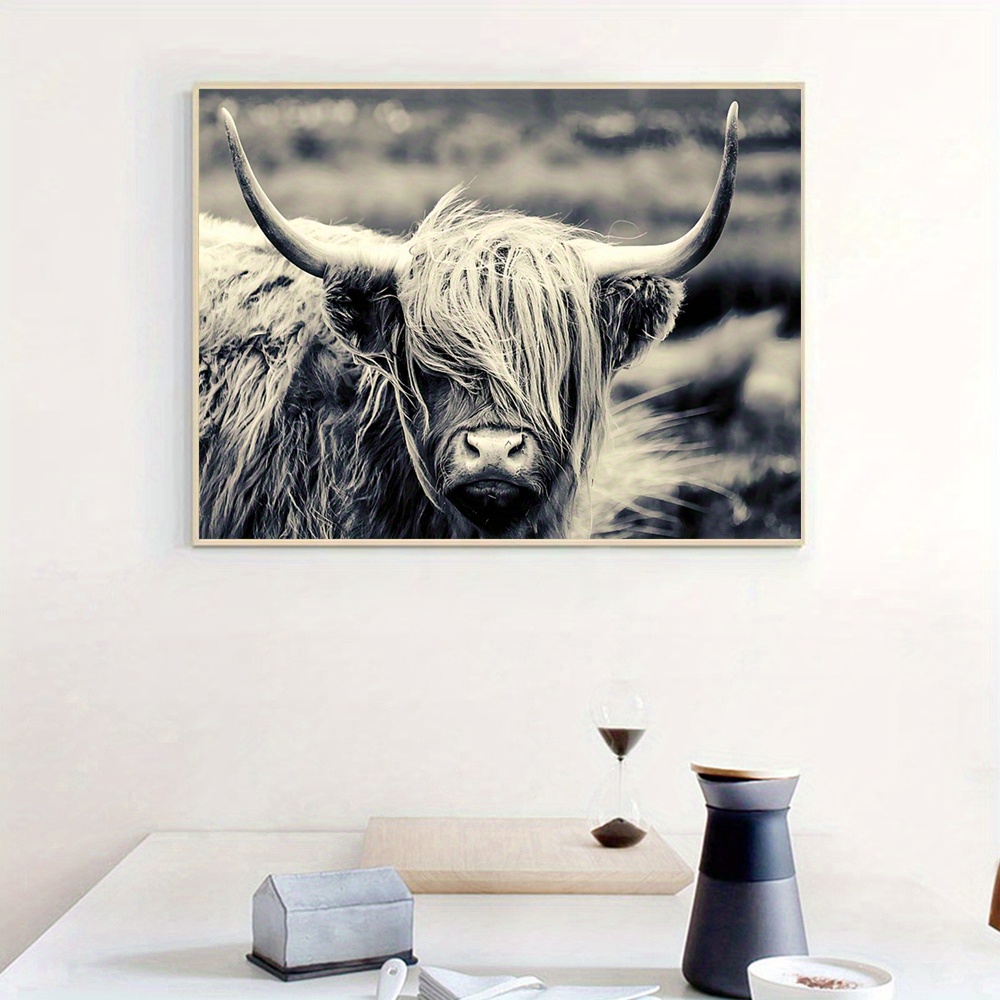 Highland Cow Print Removable Wallpaper Longhorn Wall Art Bedroom