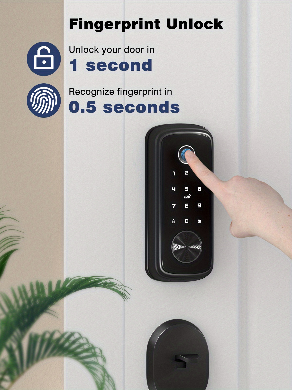 Deadbolt Biometric Door Lock Key Card/key Keyless - Temu