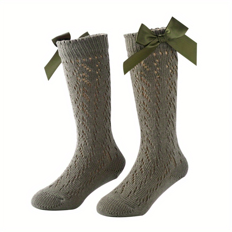 Girls Knit Bow Socks High Socks Autumn Spring Accessories