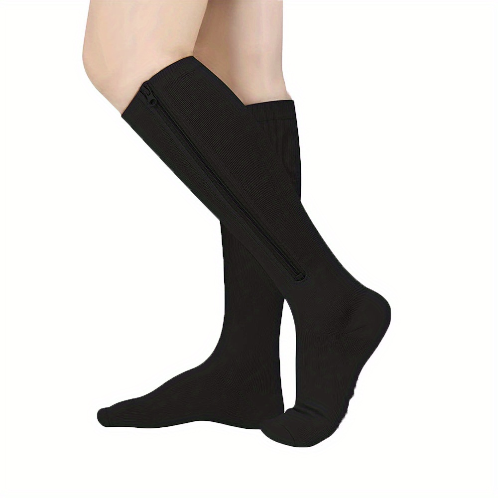 Black zip up compression socks 20-30 mmgh EASY ZIP UP Open Toe