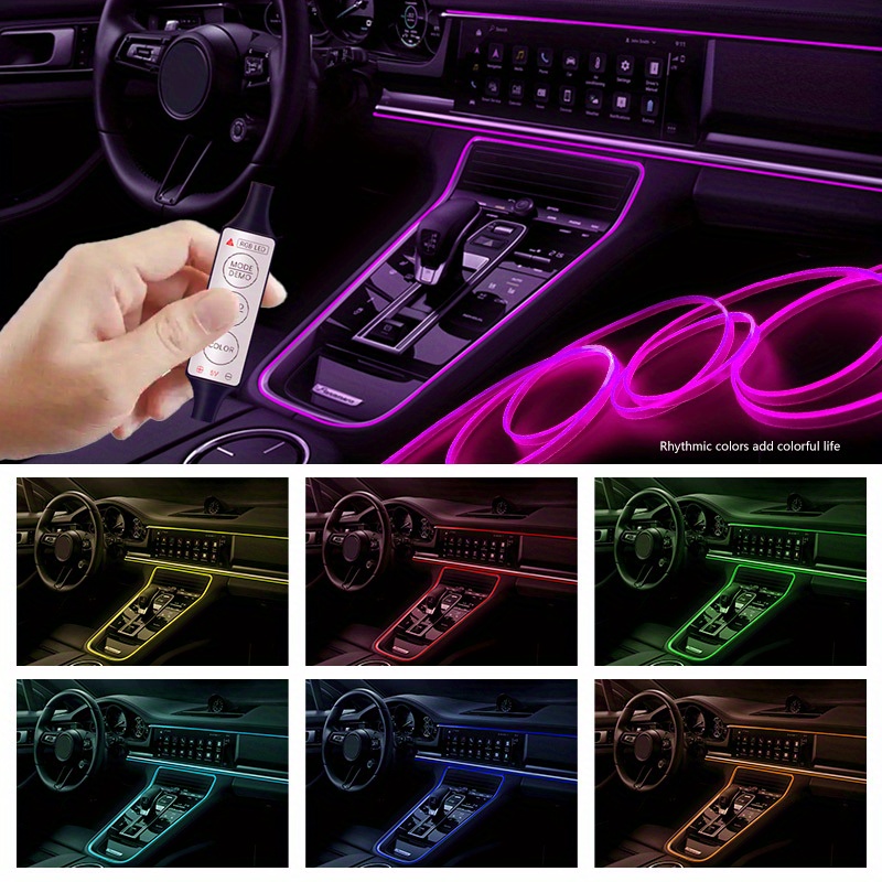 7-farbige Autoinnenbeleuchtung, dekorative Umgebungslichter Neon RGB LED-Leiste  USB-Glasfaserleuchten