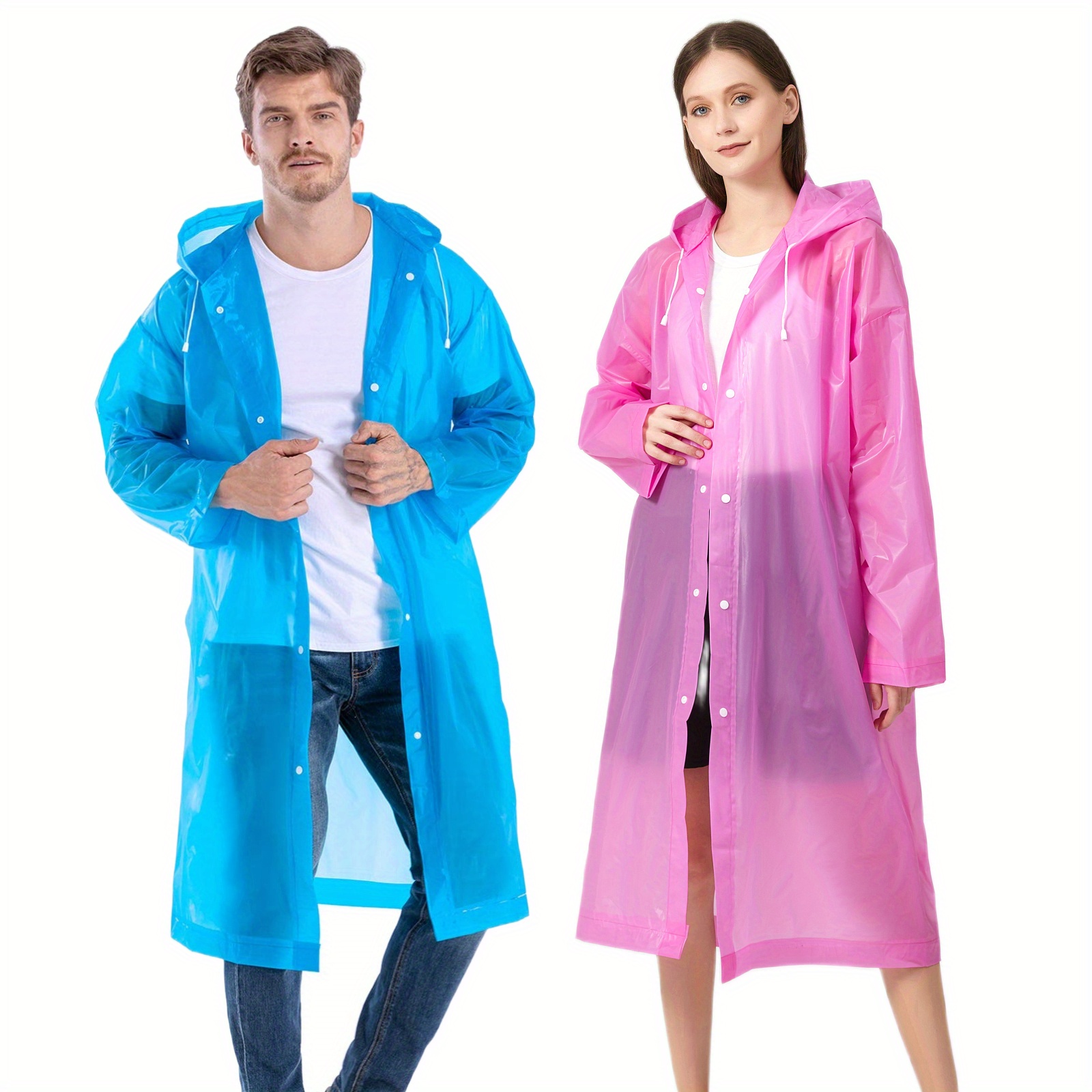 Chaqueta impermeable Poncho de lluvia con capucha para hombres y mujeres  adultos, cierre de cordón y botón a prueba , longitud de la Yinane Poncho  impermeable con capucha