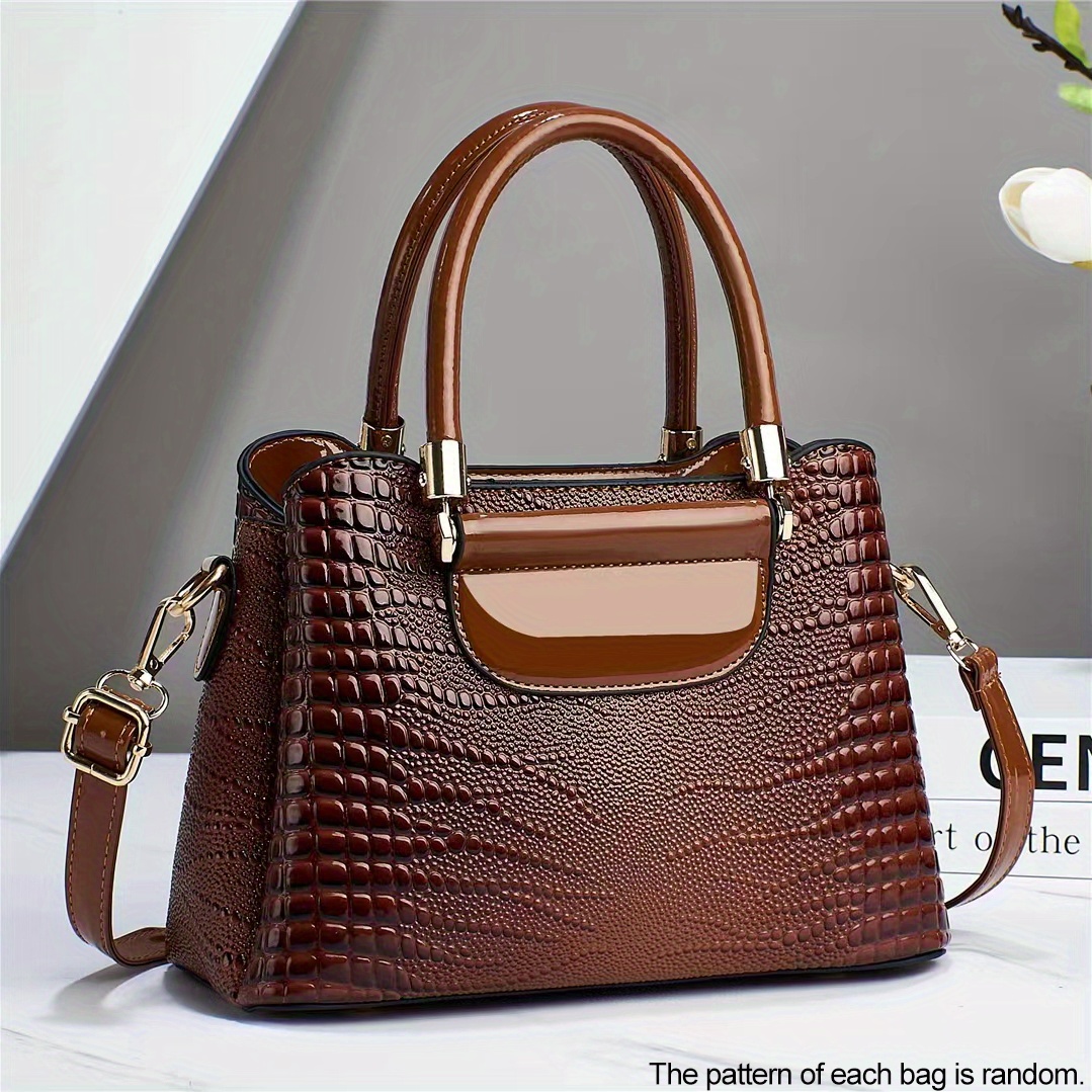 Handbag Female New Crocodile Pattern Design Popular Shoulder Bag