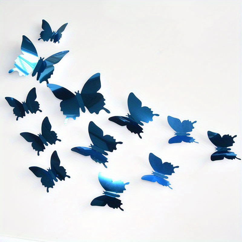 12 Unids/Lote 3D Mariposa Espejo Adhesivo De Pared Pegatina Arte Extraíble  Boda Decoración De Los Niños La Habitación
